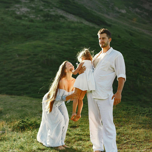 Premium coordinated matching family outfits for the whole crew, ideal for family travel, holiday photoshoots, and special outings.