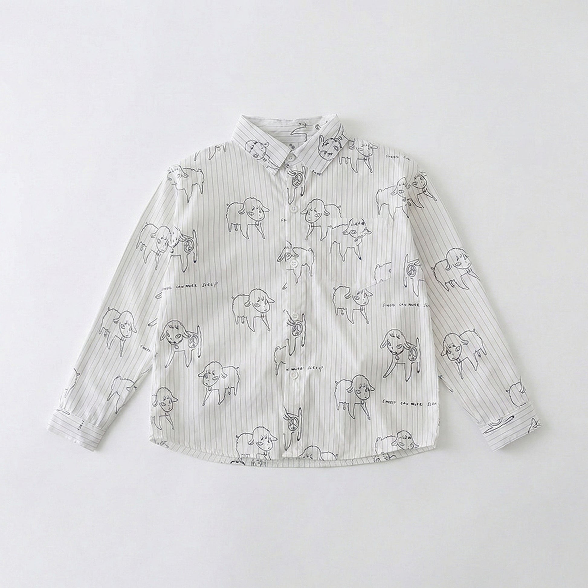 High-quality flat lay of the sheep print cotton shirt from our soft and breathable matching family outfits collection.