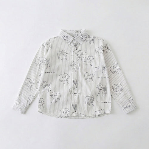 High-quality flat lay of the sheep print cotton shirt from our soft and breathable matching family outfits collection.