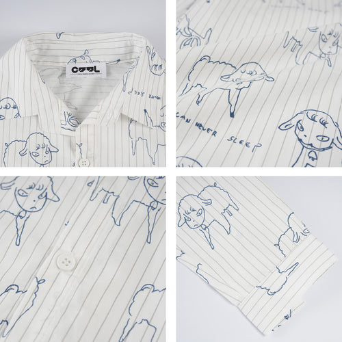 Close-up of the resin buttons and exquisite cuff details on our premium sheep print matching family outfits.
