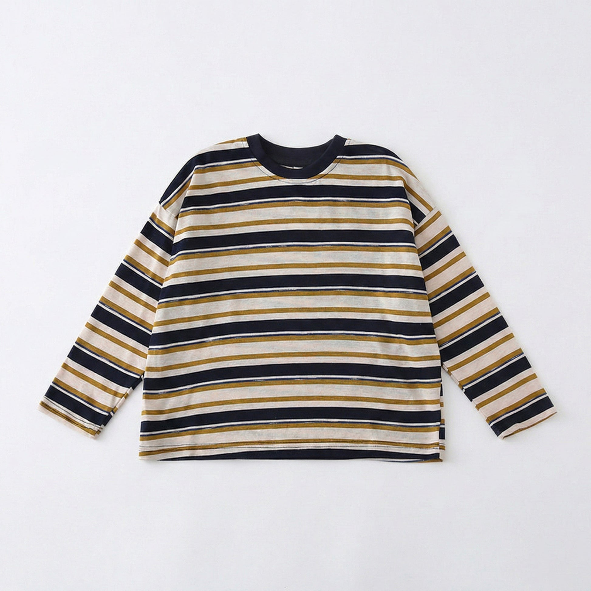 High-quality flat lay of the striped long sleeve tee from our soft and breathable matching family outfits collection.