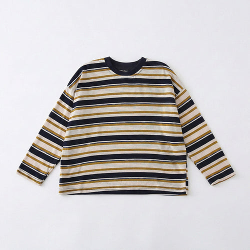 High-quality flat lay of the striped long sleeve tee from our soft and breathable matching family outfits collection.