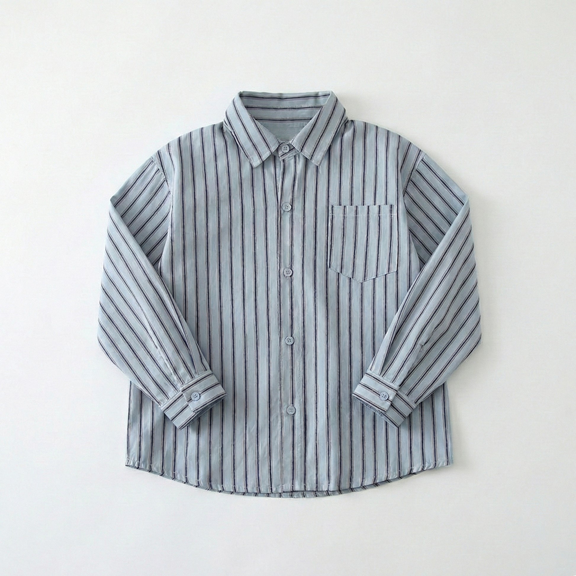 High-quality flat lay of the striped cotton shirt from our durable and breathable matching family outfits collection.